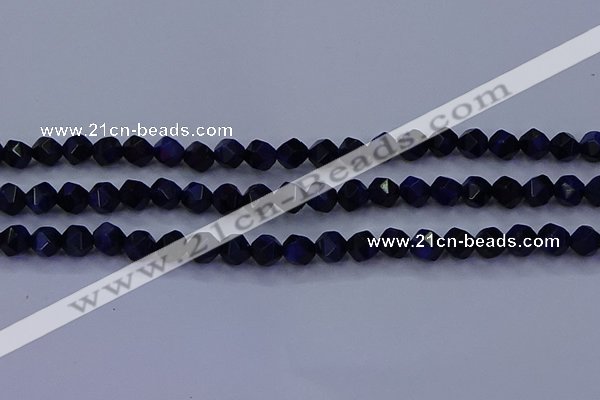 CTE1916 15.5 inches 6mm faceted nuggets blue tiger eye beads