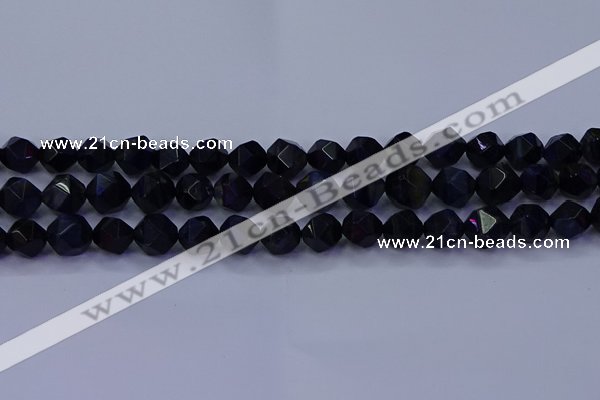 CTE1917 15.5 inches 8mm faceted nuggets blue tiger eye beads