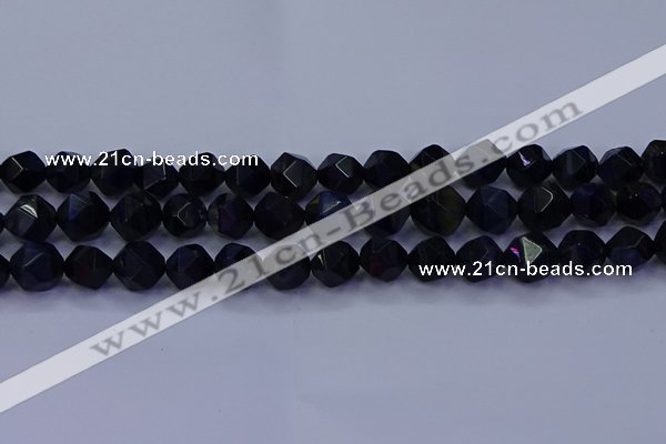 CTE1918 15.5 inches 10mm faceted nuggets blue tiger eye beads