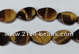 CTE192 15.5 inches 10*14mm twisted oval yellow tiger eye gemstone beads