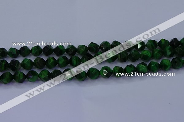 CTE1923 15.5 inches 10mm faceted nuggets green tiger eye beads