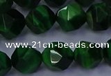 CTE1924 15.5 inches 12mm faceted nuggets green tiger eye beads