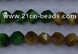 CTE1926 15.5 inches 6mm faceted nuggets colorful tiger eye beads