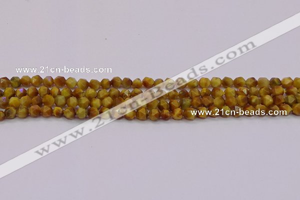 CTE1931 15.5 inches 6mm faceted nuggets golden tiger eye beads