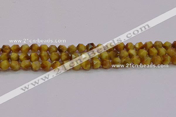 CTE1933 15.5 inches 10mm faceted nuggets golden tiger eye beads