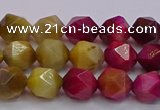 CTE1938 15.5 inches 10mm faceted nuggets mixed tiger eye beads