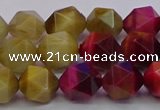 CTE1939 15.5 inches 12mm faceted nuggets mixed tiger eye beads