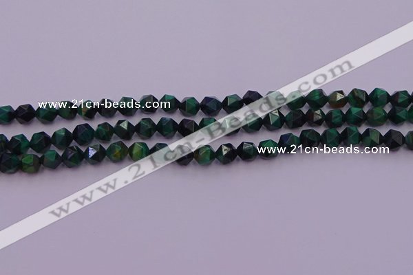 CTE1946 15.5 inches 6mm faceted nuggets green tiger eye beads