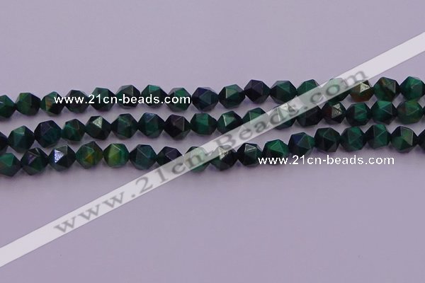 CTE1947 15.5 inches 8mm faceted nuggets green tiger eye beads