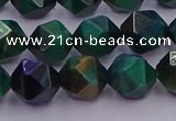 CTE1948 15.5 inches 10mm faceted nuggets green tiger eye beads