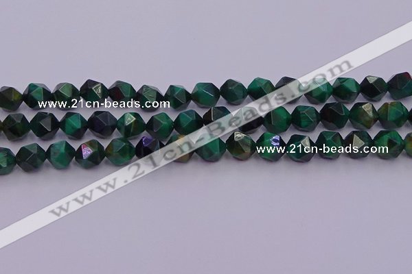 CTE1948 15.5 inches 10mm faceted nuggets green tiger eye beads