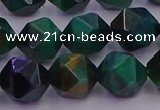 CTE1949 15.5 inches 12mm faceted nuggets green tiger eye beads