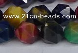 CTE1972 15.5 inches 12mm faceted nuggets mixed tiger eye beads