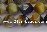 CTE1977 15.5 inches 10mm faceted nuggets golden & blue tiger eye beads