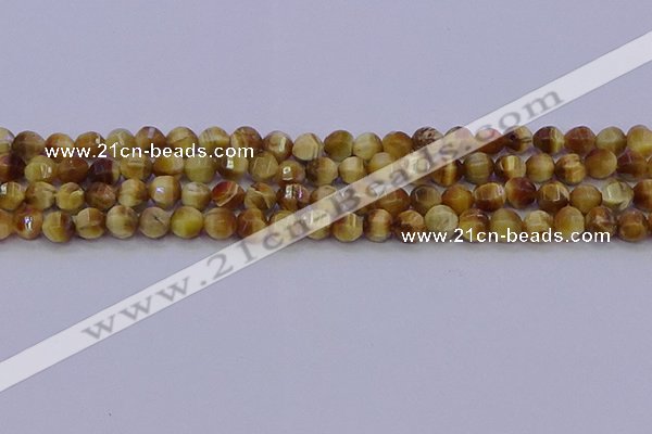 CTE1996 15.5 inches 6mm faceted round golden tiger eye beads