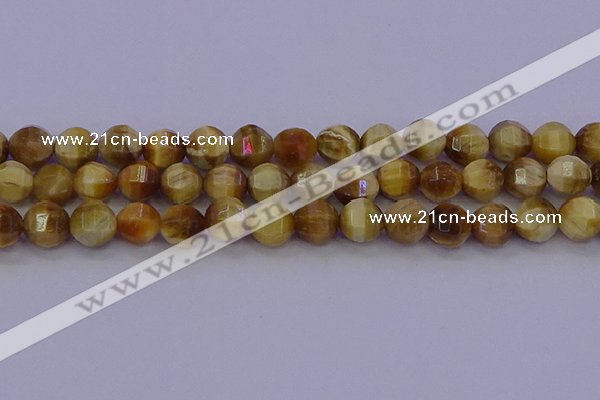 CTE1998 15.5 inches 10mm faceted round golden tiger eye beads