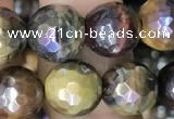 CTE2003 15.5 inches 10mm faceted round AB-color mixed tiger eye beads