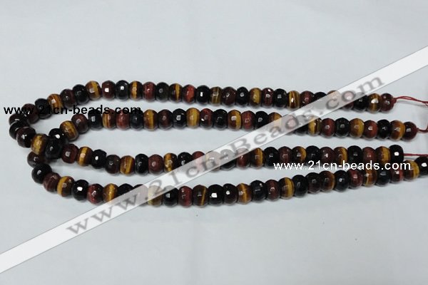 CTE202 15.5 inches 7*10mm faceted rondelle red & yellow tiger eye beads