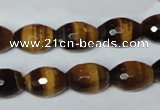 CTE208 15.5 inches 10*14mm faceted rice yellow tiger eye beads