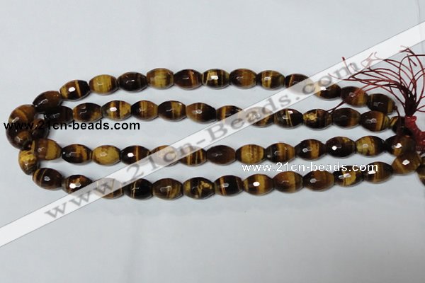 CTE208 15.5 inches 10*14mm faceted rice yellow tiger eye beads