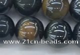 CTE2088 15.5 inches 12mm round AB-color blue & yellow tiger eye beads