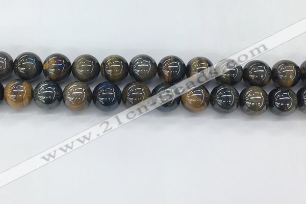 CTE2089 15.5 inches 14mm round AB-color blue & yellow tiger eye beads