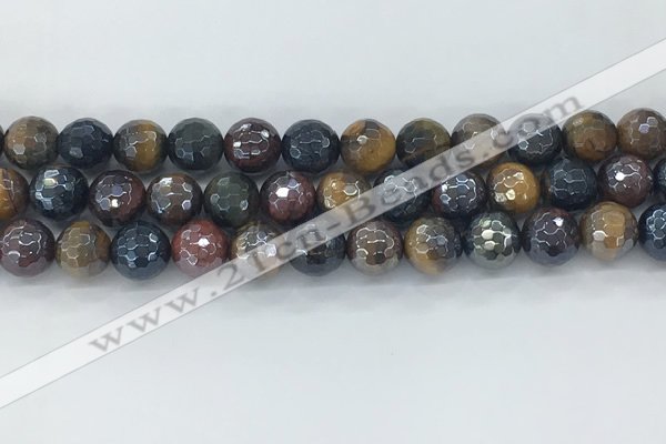 CTE2095 15.5 inches 10mm faceted round AB-color mixed tiger eye beads