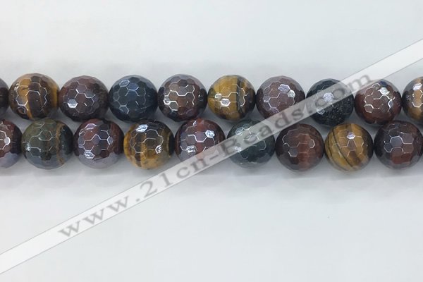 CTE2099 15.5 inches 18mm faceted round AB-color mixed tiger eye beads