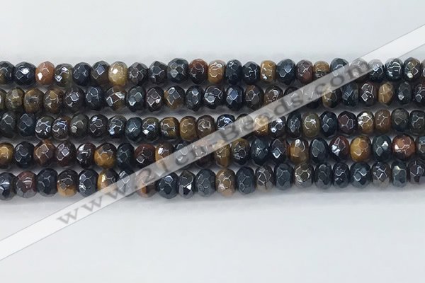 CTE2101 15.5 inches 4*6mm faceted rondelle AB-color mixed tiger eye beads