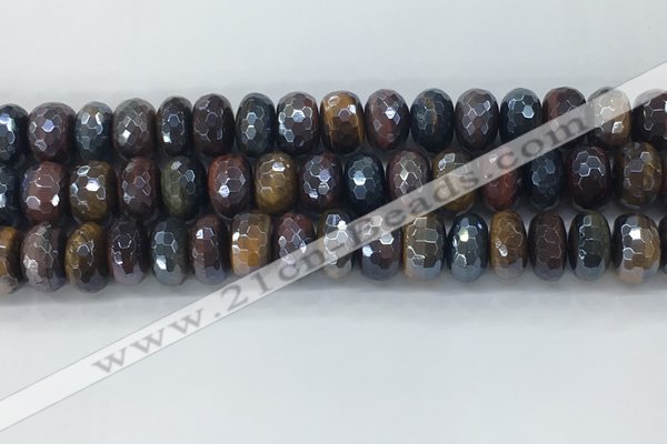 CTE2105 8*14mm faceted rondelle AB-color mixed tiger eye beads