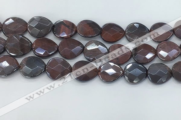 CTE2116 17*20mm faceted flat teardrop AB-color red tiger eye beads