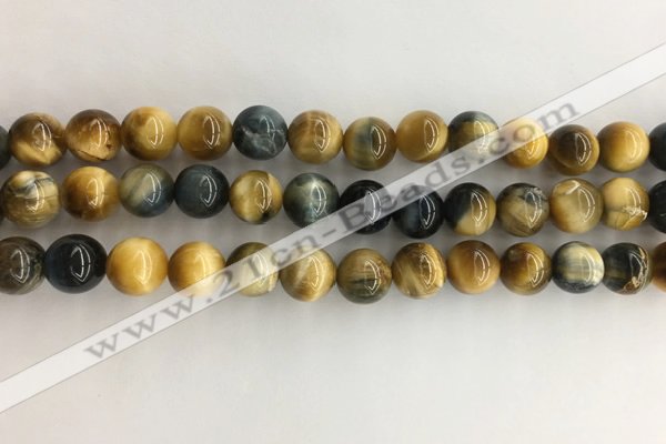 CTE2122 15.5 inches 10mm round golden & blue tiger eye beads