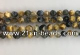 CTE2126 15.5 inches 8mm faceted nuggets golden & blue tiger eye beads