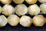 CTE2136 15.5 inches 8mm faceted nuggets golden tiger eye beads