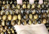CTE2161 15.5 inches 12mm round yellow tiger eye gemstone beads