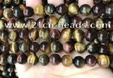 CTE2194 15.5 inches 12mm round mixed tiger eye beads wholesale