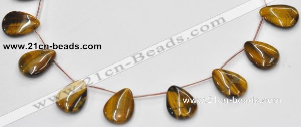 CTE22 13*18mm flat teardrop yellow tiger eye beads Wholesale