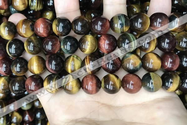 CTE2205 15.5 inches 14mm round mixed tiger eye gemstone beads