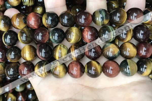 CTE2206 15.5 inches 16mm round mixed tiger eye gemstone beads