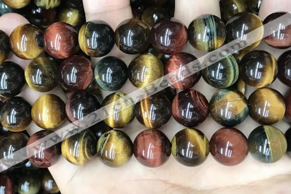 CTE2207 15.5 inches 18mm round mixed tiger eye gemstone beads