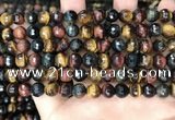 CTE2226 15.5 inches 6mm faceted round colorful tiger eye beads