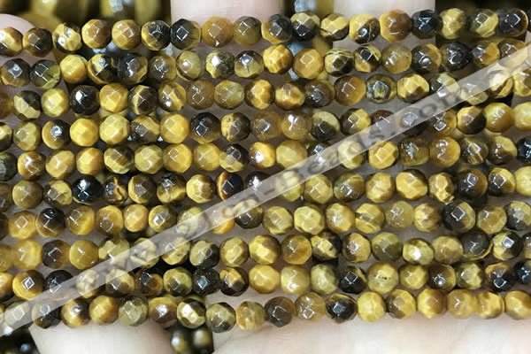 CTE2231 15.5 inches 4mm faceted round yellow tiger eye beads