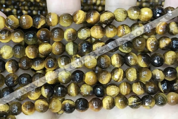 CTE2232 15.5 inches 6mm faceted round yellow tiger eye beads