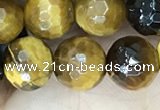 CTE2233 15.5 inches 8mm faceted round yellow tiger eye beads