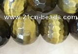 CTE2234 15.5 inches 10mm faceted round yellow tiger eye beads