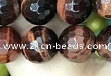 CTE2238 15.5 inches 8mm faceted round red tiger eye beads