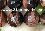 CTE2239 15.5 inches 10mm faceted round red tiger eye beads