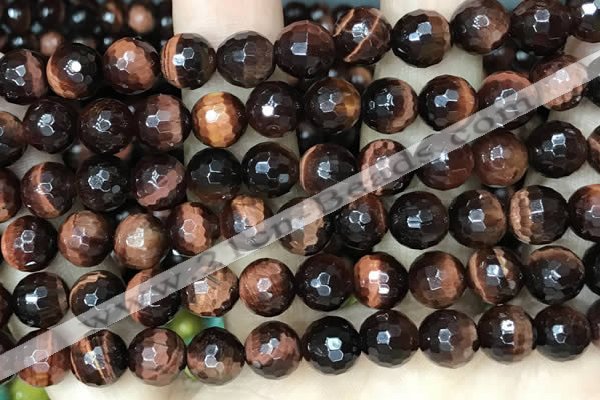 CTE2239 15.5 inches 10mm faceted round red tiger eye beads