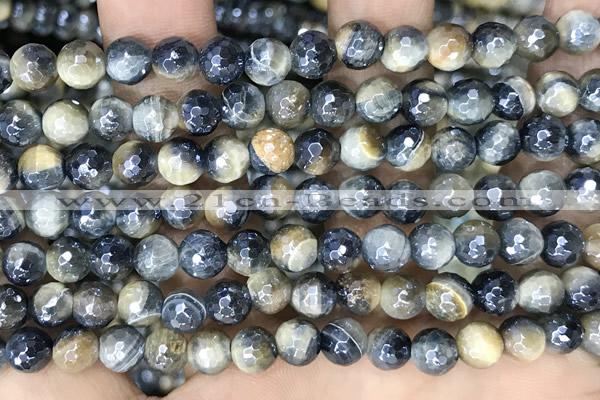 CTE2260 15 inches 6mm faceted round AB-color golden & blue tiger eye beads