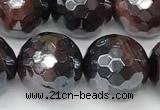 CTE2283 15 inches 12mm faceted round AB-color red tiger eye beads